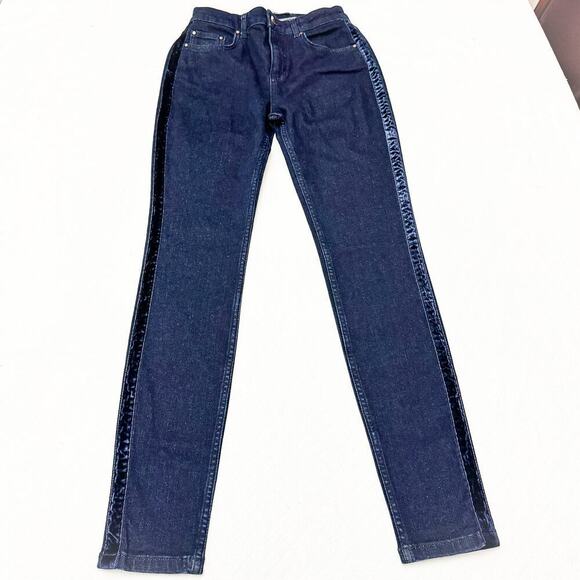 Boden The Soho Skinny Dark Wash Denim Jeans Tuxedo Stripe Detail Size 8 EUC/Mint - Picture 2 of 9